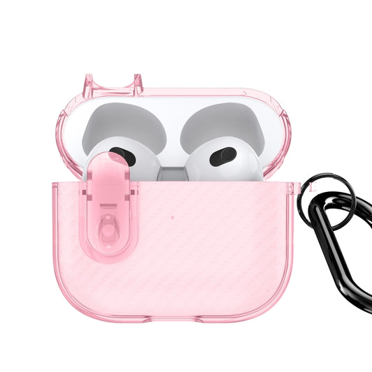 For AirPods 3 DUX DUCIS PECK Series Split Transparent Carbon Fiber Earphone Case(Pink) - For AirPods 3 by DUX DUCIS | Online Shopping South Africa | PMC Jewellery | Buy Now Pay Later Mobicred