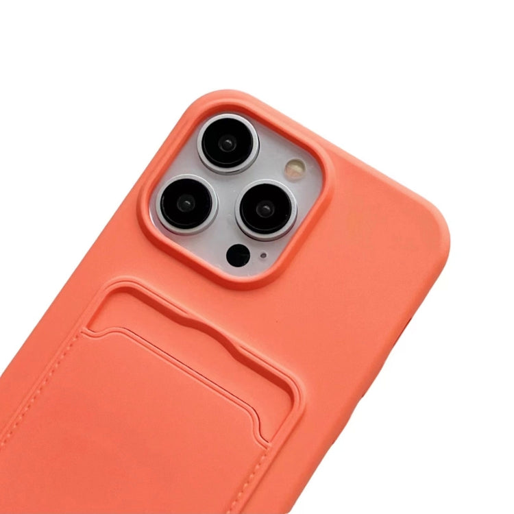 For iPhone 16 Pro Max Card Slot Liquid Silicone Phone Case with Lanyard(Orange) - iPhone 16 Pro Max Cases by PMC Jewellery | Online Shopping South Africa | PMC Jewellery | Buy Now Pay Later Mobicred