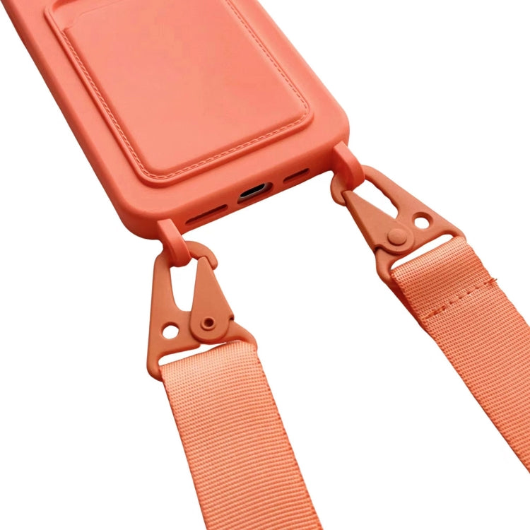 For iPhone 16 Card Slot Liquid Silicone Phone Case with Lanyard(Light Pink) - iPhone 16 Cases by PMC Jewellery | Online Shopping South Africa | PMC Jewellery | Buy Now Pay Later Mobicred