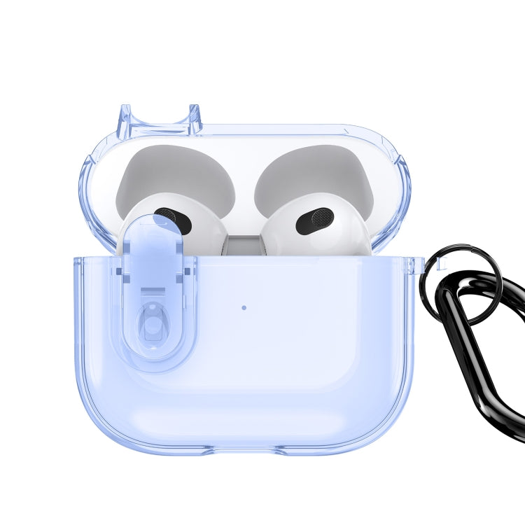 For AirPods 3 DUX DUCIS PECL Series Split Transparent Earphone Case with Hook(Blue) - For AirPods 3 by DUX DUCIS | Online Shopping South Africa | PMC Jewellery | Buy Now Pay Later Mobicred