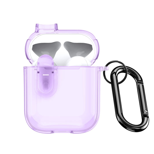 For AirPods 1/2 DUX DUCIS PECL Series Split Transparent Earphone Case with Hook(Purple) - For AirPods 1/2 by DUX DUCIS | Online Shopping South Africa | PMC Jewellery | Buy Now Pay Later Mobicred