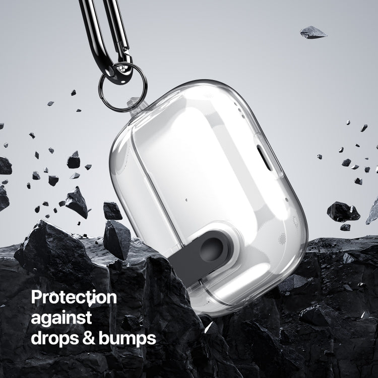 For AirPods Pro DUX DUCIS PECL Series Split Transparent Earphone Case with Hook(Transparent Black) - For AirPods Pro by DUX DUCIS | Online Shopping South Africa | PMC Jewellery | Buy Now Pay Later Mobicred