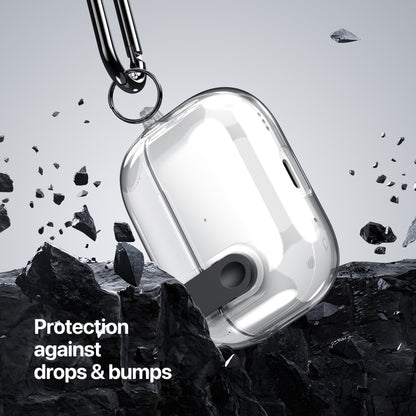 For AirPods 1/2 DUX DUCIS PECL Series Split Transparent Earphone Case with Hook(Transparent Black) - For AirPods 1/2 by DUX DUCIS | Online Shopping South Africa | PMC Jewellery | Buy Now Pay Later Mobicred