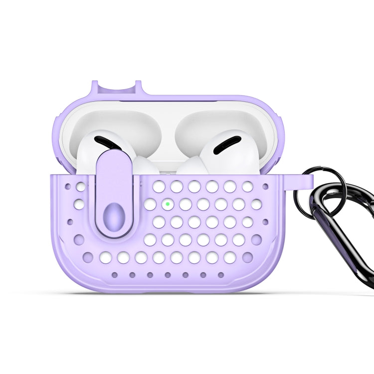 For AirPods Pro 2 DUX DUCIS PECM Series Split Peak Hollow Earphone Case with Hook(Purple) - For AirPods Pro 2 by DUX DUCIS | Online Shopping South Africa | PMC Jewellery | Buy Now Pay Later Mobicred