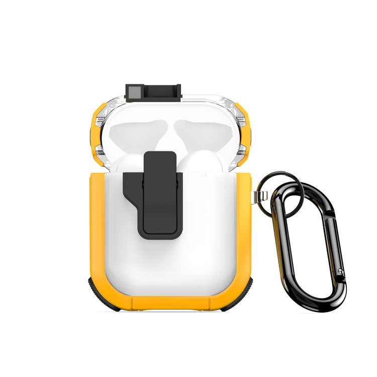 For AirPods 1/2 DUX DUCIS PECN Series Split Two-color Transparent Earphone Case with Hook(Yellow Black) - For AirPods 1/2 by DUX DUCIS | Online Shopping South Africa | PMC Jewellery | Buy Now Pay Later Mobicred