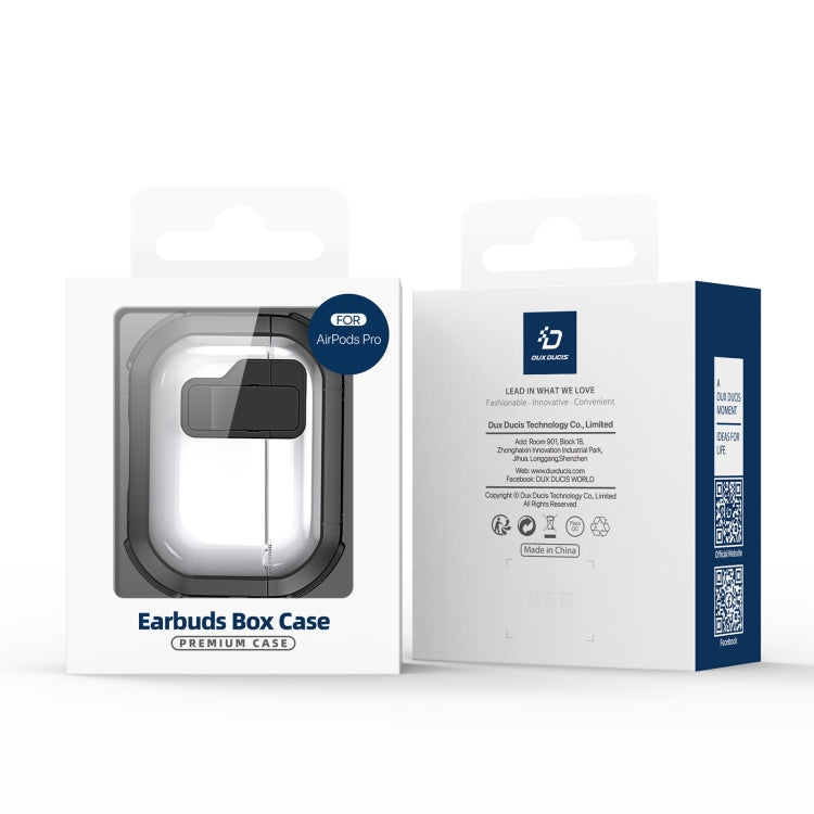 For AirPods Pro 2 DUX DUCIS PECN Series Split Two-color Transparent Earphone Case with Hook(Blue Black) - For AirPods Pro 2 by DUX DUCIS | Online Shopping South Africa | PMC Jewellery | Buy Now Pay Later Mobicred