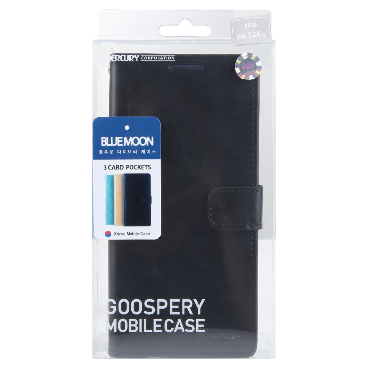 For Samsung Galaxy S24+ 5G GOOSPERY BLUE MOON Crazy Horse Texture Leather Phone Case(Black) - Galaxy S24+ 5G Cases by GOOSPERY | Online Shopping South Africa | PMC Jewellery | Buy Now Pay Later Mobicred