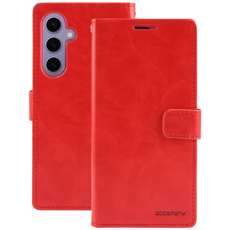 For Samsung Galaxy S24 5G GOOSPERY BLUE MOON Crazy Horse Texture Leather Phone Case(Red) - Galaxy S24 5G Cases by GOOSPERY | Online Shopping South Africa | PMC Jewellery | Buy Now Pay Later Mobicred