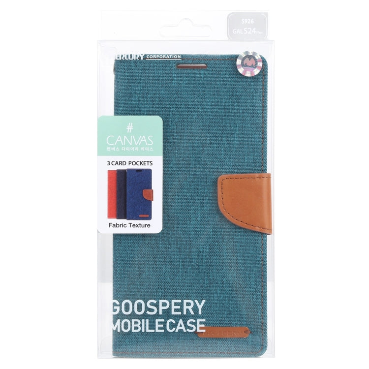 For Samsung Galaxy S24+ 5G GOOSPERY CANVAS DIARY Fabric Texture Flip Leather Phone Case(Green) - Galaxy S24+ 5G Cases by GOOSPERY | Online Shopping South Africa | PMC Jewellery | Buy Now Pay Later Mobicred