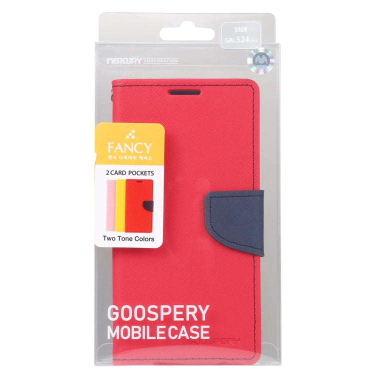 For Samsung Galaxy S24 Ultra 5G GOOSPERY FANCY DIARY Cross Texture Leather Phone Case(Red) - Galaxy S24 Ultra 5G Cases by GOOSPERY | Online Shopping South Africa | PMC Jewellery | Buy Now Pay Later Mobicred