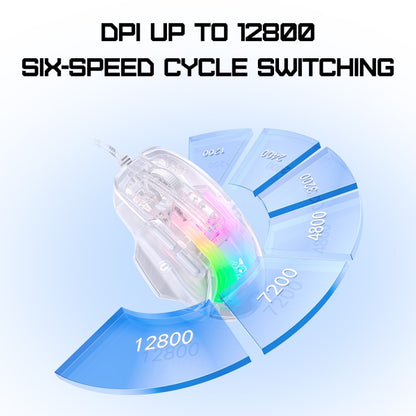 ONIKUMA CW923 RGB Lighting Wired Mouse(Transparent) - Wired Mice by ONIKUMA | Online Shopping South Africa | PMC Jewellery | Buy Now Pay Later Mobicred