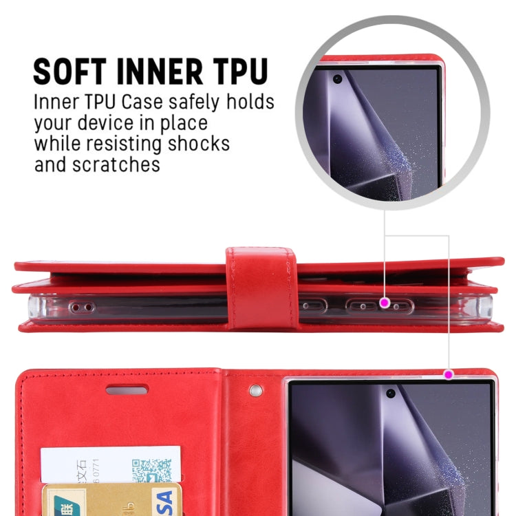 For Samsung Galaxy S24 Ultra 5G GOOSPERY MANSOOR DIARY 9 Card Slots Leather Phone Case(Red) - Galaxy S24 Ultra 5G Cases by GOOSPERY | Online Shopping South Africa | PMC Jewellery | Buy Now Pay Later Mobicred