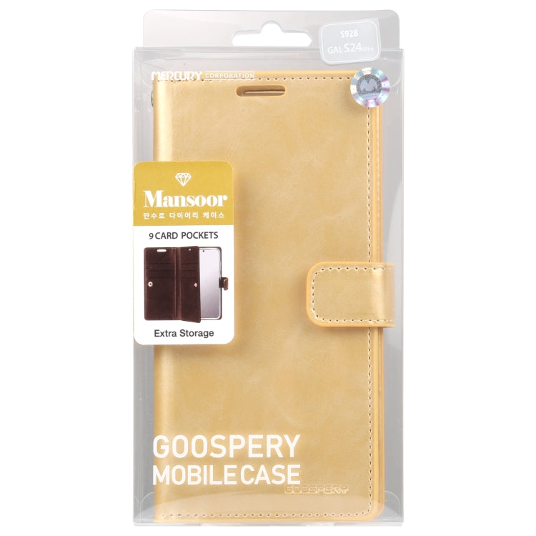 For Samsung Galaxy S24 Ultra 5G GOOSPERY MANSOOR DIARY 9 Card Slots Leather Phone Case(Gold) - Galaxy S24 Ultra 5G Cases by GOOSPERY | Online Shopping South Africa | PMC Jewellery | Buy Now Pay Later Mobicred