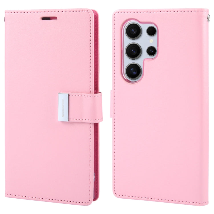 For Samsung Galaxy S24 Ultra 5G GOOSPERY RICH DIARY Crazy Horse Texture Leather Phone Case(Pink) - Galaxy S24 Ultra 5G Cases by GOOSPERY | Online Shopping South Africa | PMC Jewellery | Buy Now Pay Later Mobicred