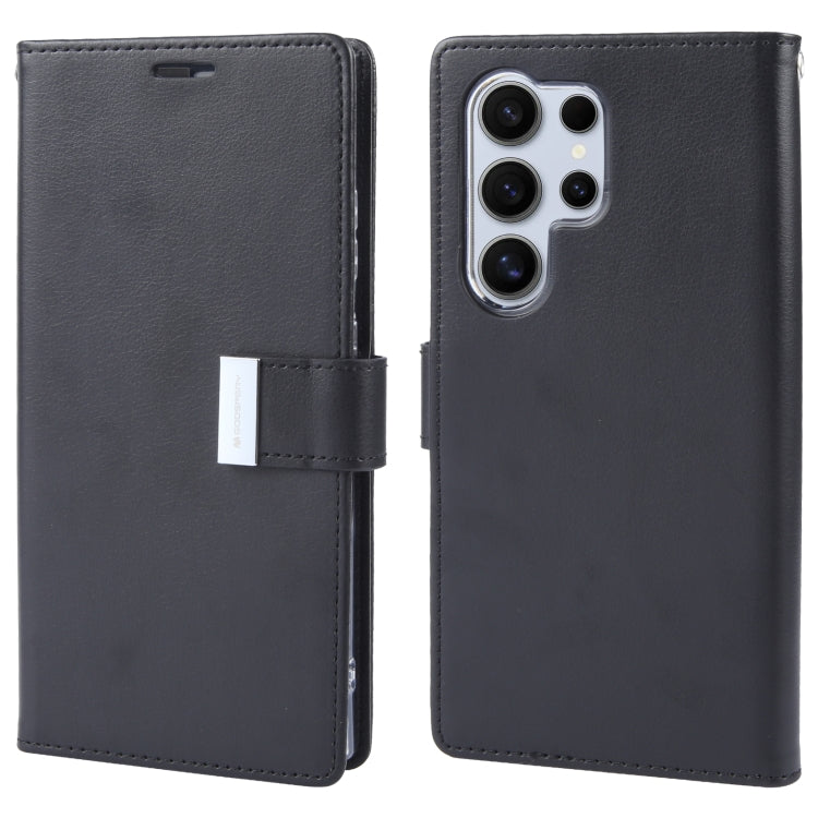 For Samsung Galaxy S24 Ultra 5G GOOSPERY RICH DIARY Crazy Horse Texture Leather Phone Case(Black) - Galaxy S24 Ultra 5G Cases by GOOSPERY | Online Shopping South Africa | PMC Jewellery | Buy Now Pay Later Mobicred