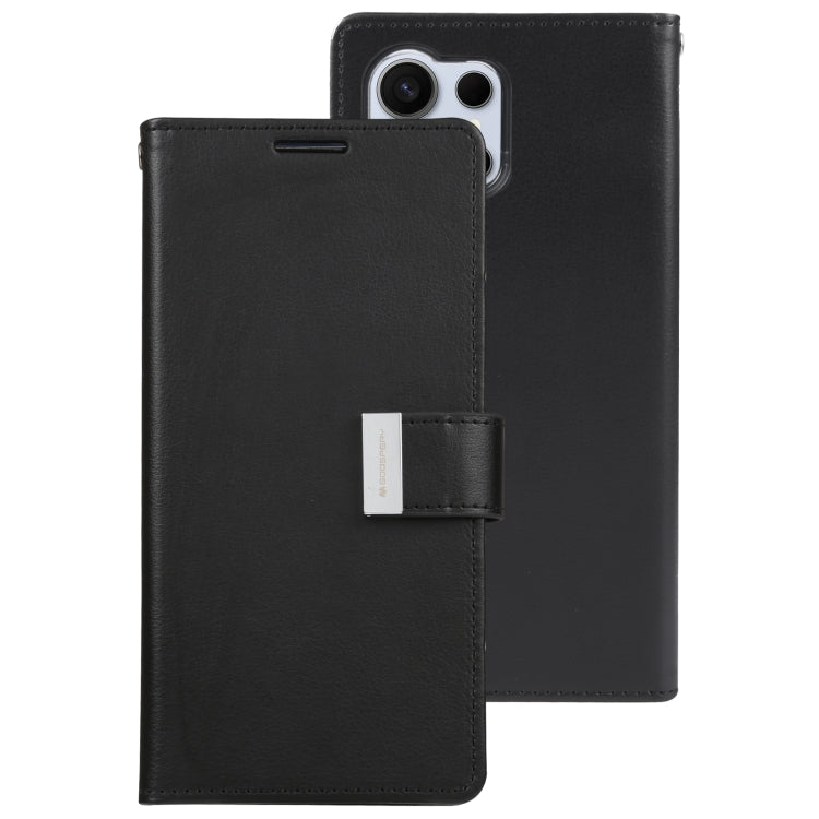 For Samsung Galaxy S24 Ultra 5G GOOSPERY RICH DIARY Crazy Horse Texture Leather Phone Case(Black) - Galaxy S24 Ultra 5G Cases by GOOSPERY | Online Shopping South Africa | PMC Jewellery | Buy Now Pay Later Mobicred