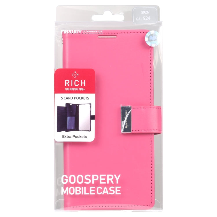 For Samsung Galaxy S24 5G GOOSPERY RICH DIARY Crazy Horse Texture Leather Phone Case(Rose Red) - Galaxy S24 5G Cases by GOOSPERY | Online Shopping South Africa | PMC Jewellery | Buy Now Pay Later Mobicred