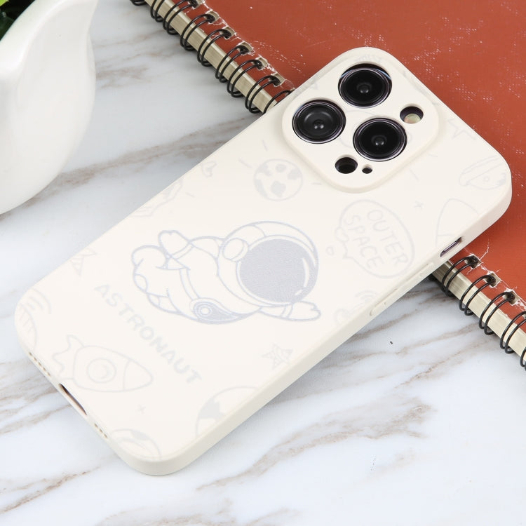 For iPhone 16 Pro Astronaut Pattern Silicone Straight Edge Phone Case(Flying Astronaut-White) - iPhone 16 Pro Cases by PMC Jewellery | Online Shopping South Africa | PMC Jewellery | Buy Now Pay Later Mobicred