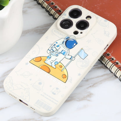 For iPhone 16 Pro Astronaut Pattern Silicone Straight Edge Phone Case(Planet Landing-White) - iPhone 16 Pro Cases by PMC Jewellery | Online Shopping South Africa | PMC Jewellery | Buy Now Pay Later Mobicred