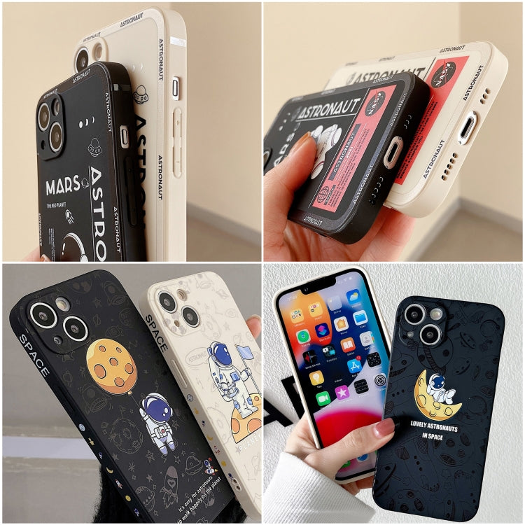 For iPhone 16 Pro Astronaut Pattern Silicone Straight Edge Phone Case(Flying Astronaut-White) - iPhone 16 Pro Cases by PMC Jewellery | Online Shopping South Africa | PMC Jewellery | Buy Now Pay Later Mobicred