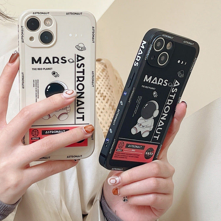 For iPhone 16 Pro Max Astronaut Pattern Silicone Straight Edge Phone Case(Mars Astronaut-Black) - iPhone 16 Pro Max Cases by PMC Jewellery | Online Shopping South Africa | PMC Jewellery | Buy Now Pay Later Mobicred