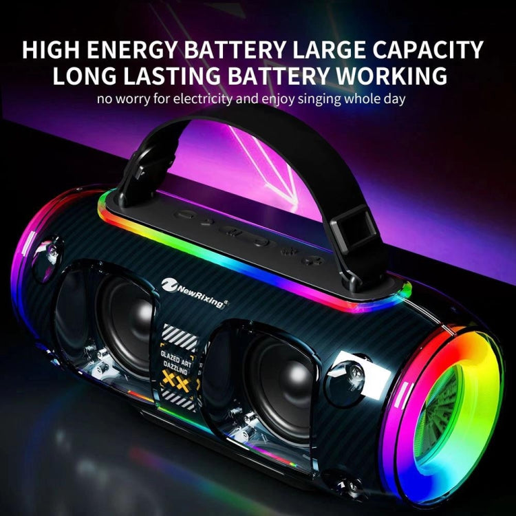 New Rixing NR8806 Portable Outdoor Wireless Bluetooth Speaker RGB Colorful Subwoofer, Style:Single Mic(Blue) - Desktop Speaker by NewRixing | Online Shopping South Africa | PMC Jewellery | Buy Now Pay Later Mobicred