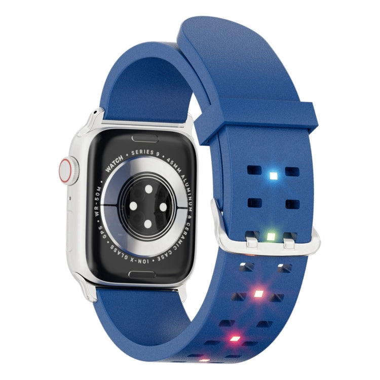 For Apple Watch Series 8 41mm Luminous Colorful Light Silicone Watch Band(Blue) - Watch Bands by PMC Jewellery | Online Shopping South Africa | PMC Jewellery