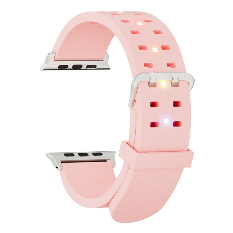 For Apple Watch Series 7 41mm Luminous Colorful Light Silicone Watch Band(Pink) - Watch Bands by PMC Jewellery | Online Shopping South Africa | PMC Jewellery