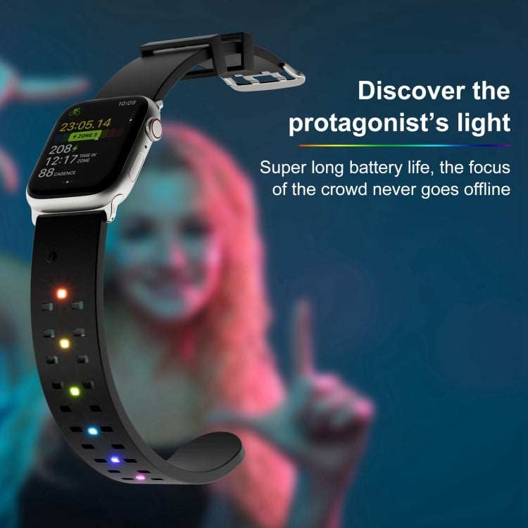 For Apple Watch 38mm Luminous Colorful Light Silicone Watch Band(Black) - Watch Bands by PMC Jewellery | Online Shopping South Africa | PMC Jewellery