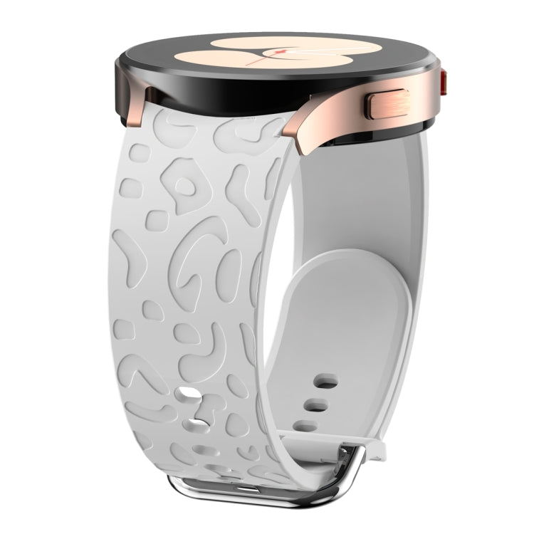 For Samsung Galaxy Watch 6 Leopard Print Embossed Silicone Watch Band(Light Grey) - Watch Bands by PMC Jewellery | Online Shopping South Africa | PMC Jewellery