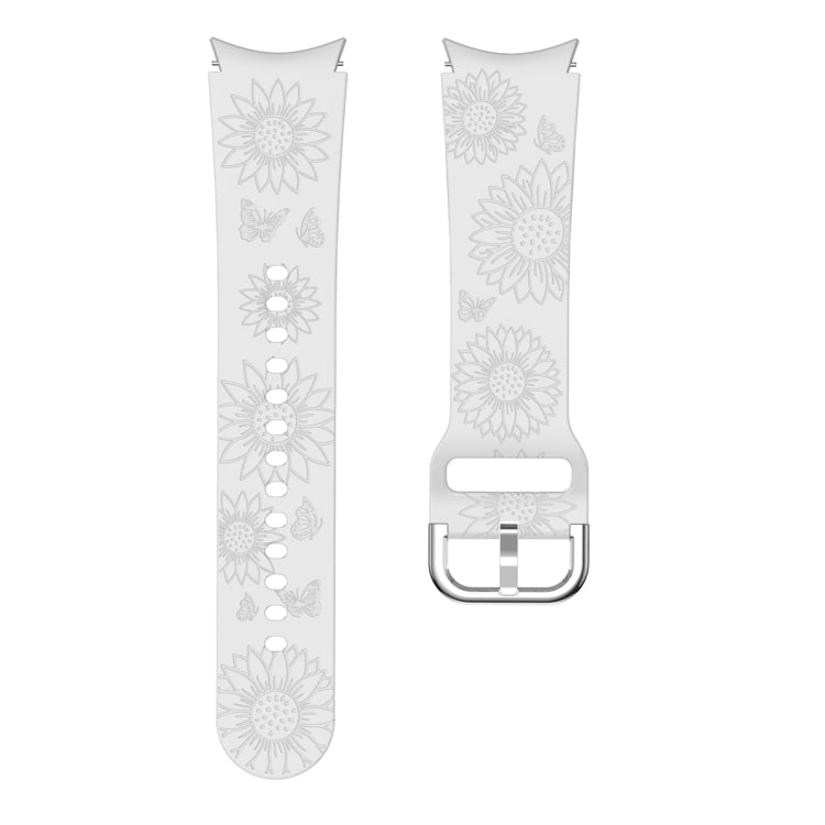 For Samsung Galaxy Watch 6 Sunflower Pattern Embossed Silicone Watch Band(Light Grey) - Watch Bands by PMC Jewellery | Online Shopping South Africa | PMC Jewellery