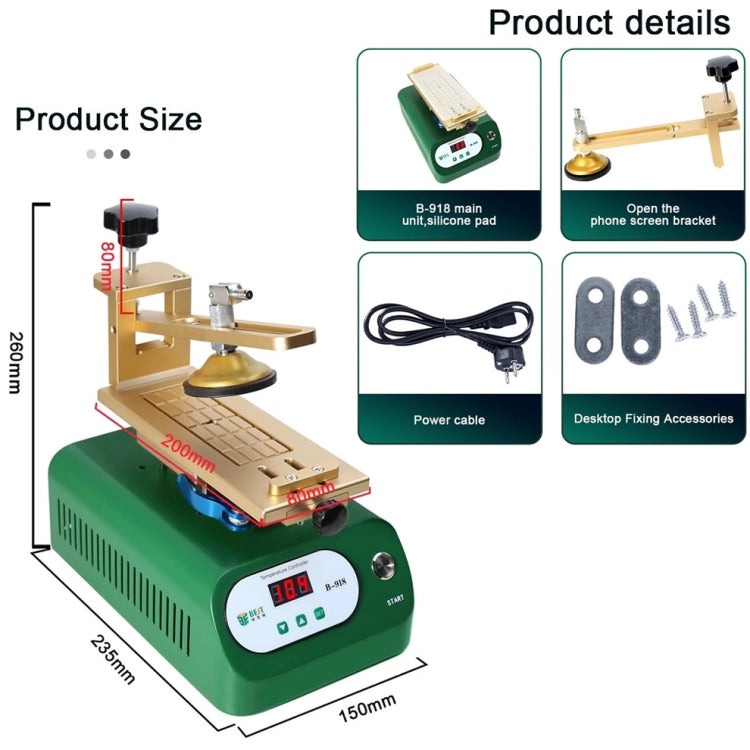 BEST B-918A 7 inch 110V Vacuum Pump LCD Screen Rotary Heating Platform Separator, US Plug - Separation Equipment by BEST | Online Shopping South Africa | PMC Jewellery