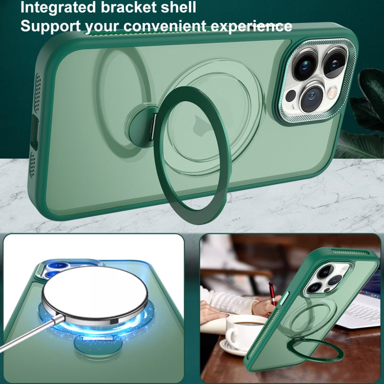 For iPhone 15 MagSafe Magnetic Holder Breathable Phone Case(Green) - iPhone 15 Cases by PMC Jewellery | Online Shopping South Africa | PMC Jewellery