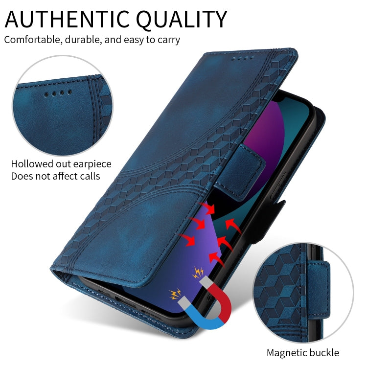 For iPhone 16 Pro Embossed Rhombus Starry Leather Phone Case(Blue) - iPhone 16 Pro Cases by PMC Jewellery | Online Shopping South Africa | PMC Jewellery | Buy Now Pay Later Mobicred