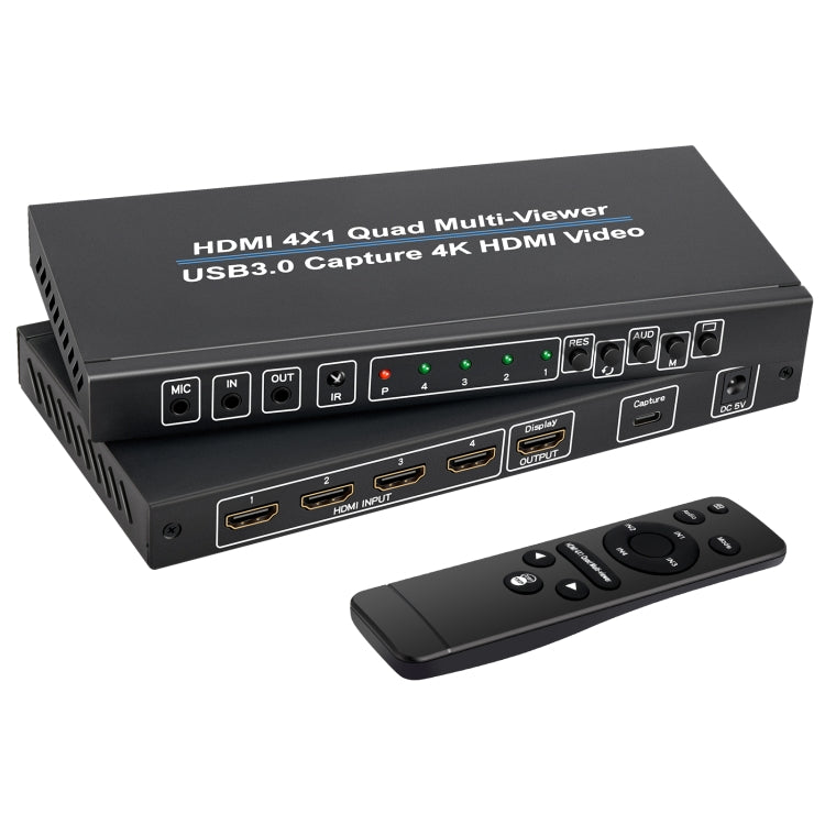 NK-941S 4K HDMI 4x1 Screen Splitter + USB3.0 Video Capture All In One Machine(Black) - Video Capture Solutions by PMC Jewellery | Online Shopping South Africa | PMC Jewellery | Buy Now Pay Later Mobicred