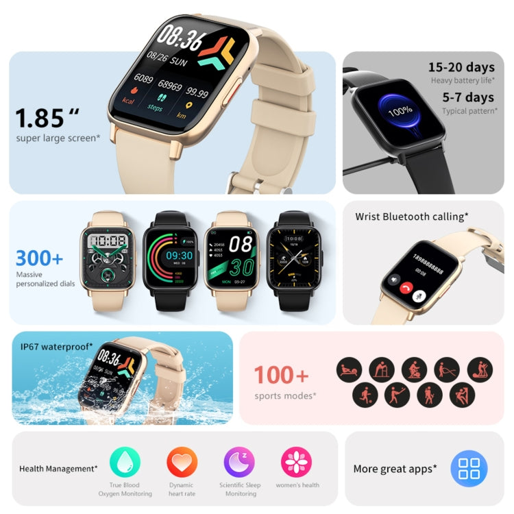 DM05 1.83 inch BT5.2 Smart Sport Watch, Support Sleep / Heart Rate / Blood Oxygen / Temperature / Heart Sugar/ Blood Pressure Health Monitor(Gold) - Smart Watches by PMC Jewellery | Online Shopping South Africa | PMC Jewellery