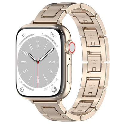 For Apple Watch Series 9 45mm H Slim Stainless Steel Watch Band(Starlight) - Watch Bands by PMC Jewellery | Online Shopping South Africa | PMC Jewellery