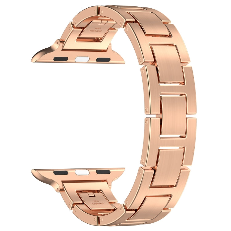 For Apple Watch SE 2022 40mm H Slim Stainless Steel Watch Band(Rose Gold) - Watch Bands by PMC Jewellery | Online Shopping South Africa | PMC Jewellery