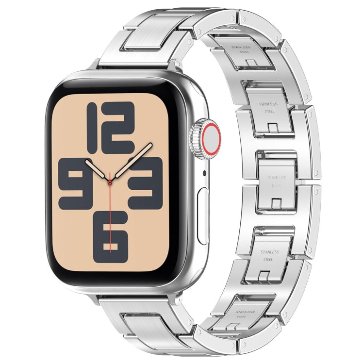 For Apple Watch SE 40mm H Slim Stainless Steel Watch Band(Silver) - Watch Bands by PMC Jewellery | Online Shopping South Africa | PMC Jewellery