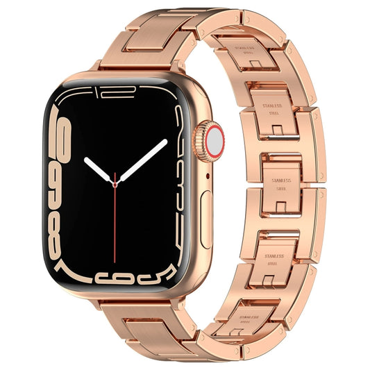 For Apple Watch Series 6 40mm H Slim Stainless Steel Watch Band(Rose Gold) - Watch Bands by PMC Jewellery | Online Shopping South Africa | PMC Jewellery