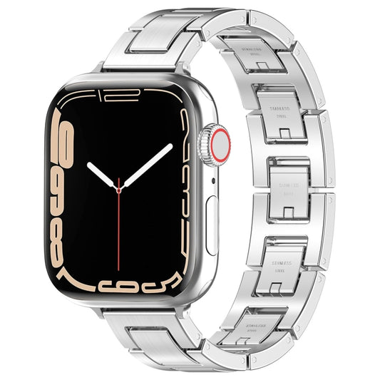 For Apple Watch Series 4 44mm H Slim Stainless Steel Watch Band(Silver) - Watch Bands by PMC Jewellery | Online Shopping South Africa | PMC Jewellery