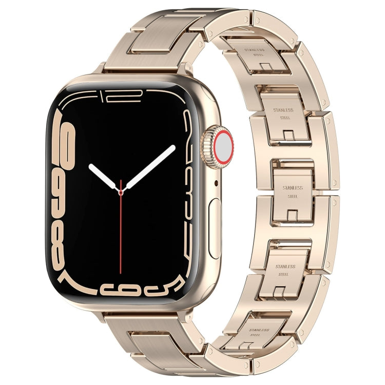 For Apple Watch Series 4 40mm H Slim Stainless Steel Watch Band(Starlight) - Watch Bands by PMC Jewellery | Online Shopping South Africa | PMC Jewellery