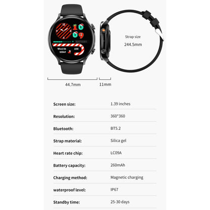 QS40 1.39 inch BT5.2 Smart Sport Watch, Support Bluetooth Call / Sleep / Blood Oxygen / Temperature / Heart Rate / Blood Pressure Health Monitor(Grey) - Smart Watches by PMC Jewellery | Online Shopping South Africa | PMC Jewellery