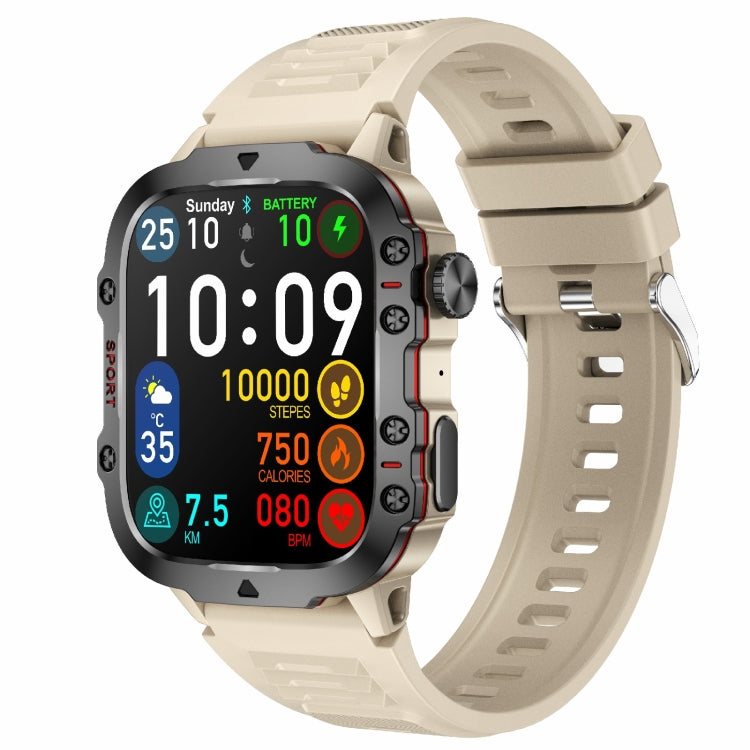 QX11 1.96 inch BT5.2 Smart Sport Watch, Support Bluetooth Call / Sleep / Blood Oxygen / Heart Rate / Blood Pressure Health Monitor(Beige) - Smart Watches by PMC Jewellery | Online Shopping South Africa | PMC Jewellery