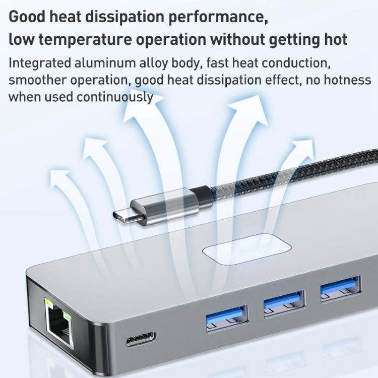 BYL-2315 10 in 1 Type-C to PD100W + USB3.0 + HDMI + RJ45 + SD/TF HUB Docking Station(Space Grey) - USB HUB by PMC Jewellery | Online Shopping South Africa | PMC Jewellery | Buy Now Pay Later Mobicred