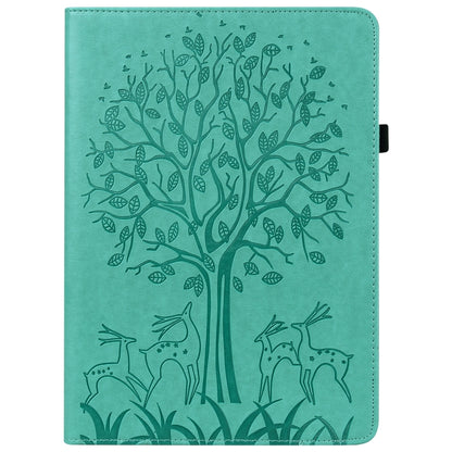 For Lenovo Tab M11 / Xiaoxin Pad 11 2024 Tree & Deer Embossed Leather Tablet Case(Green) - Lenovo by PMC Jewellery | Online Shopping South Africa | PMC Jewellery | Buy Now Pay Later Mobicred