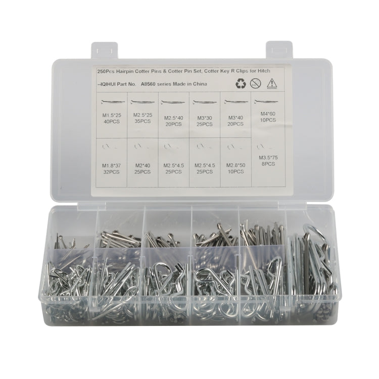 250pcs / Box Heavy Duty Zinc Plated Cotter R Tractor Clip Pin(Silver) - Booster Cable & Clip by PMC Jewellery | Online Shopping South Africa | PMC Jewellery