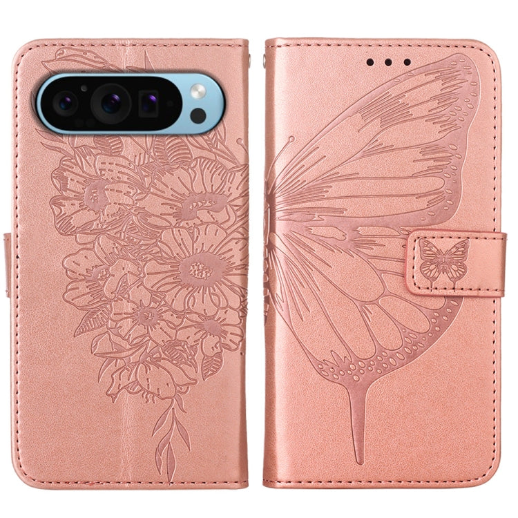 For Google Pixel 9 Embossed Butterfly Leather Phone Case(Rose Gold) - Google Cases by PMC Jewellery | Online Shopping South Africa | PMC Jewellery | Buy Now Pay Later Mobicred