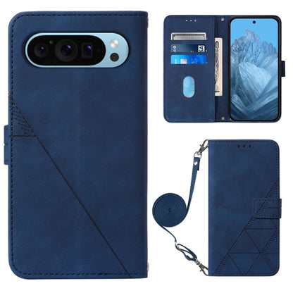 For Google Pixel 9 Crossbody 3D Embossed Flip Leather Phone Case(Blue) - Google Cases by PMC Jewellery | Online Shopping South Africa | PMC Jewellery | Buy Now Pay Later Mobicred