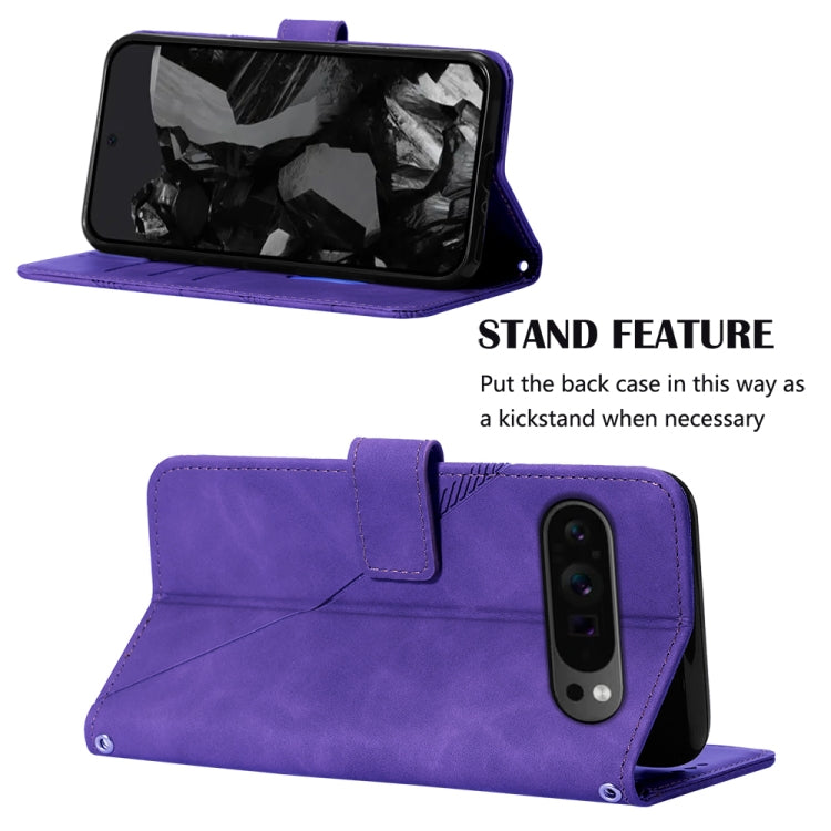 For Google Pixel 9 Pro Crossbody 3D Embossed Flip Leather Phone Case(Purple) - Google Cases by PMC Jewellery | Online Shopping South Africa | PMC Jewellery | Buy Now Pay Later Mobicred